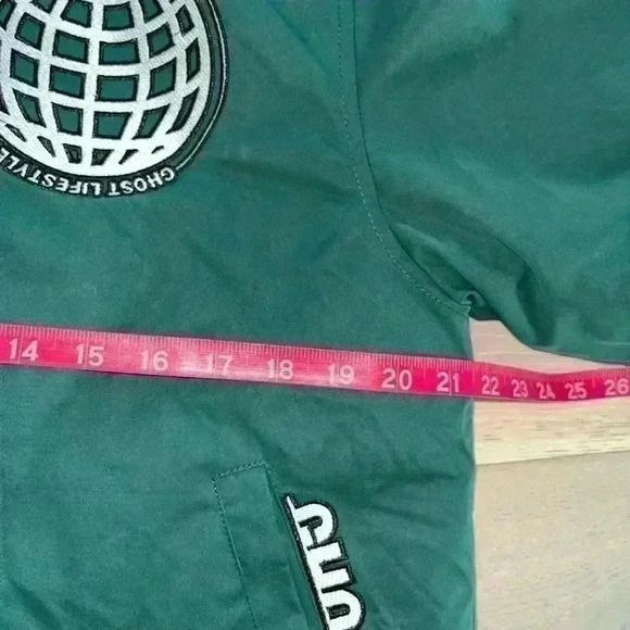 GHOST lifestyle pre work out vintage forest green Bomber Jacket size medium M - Picture 13 of 16